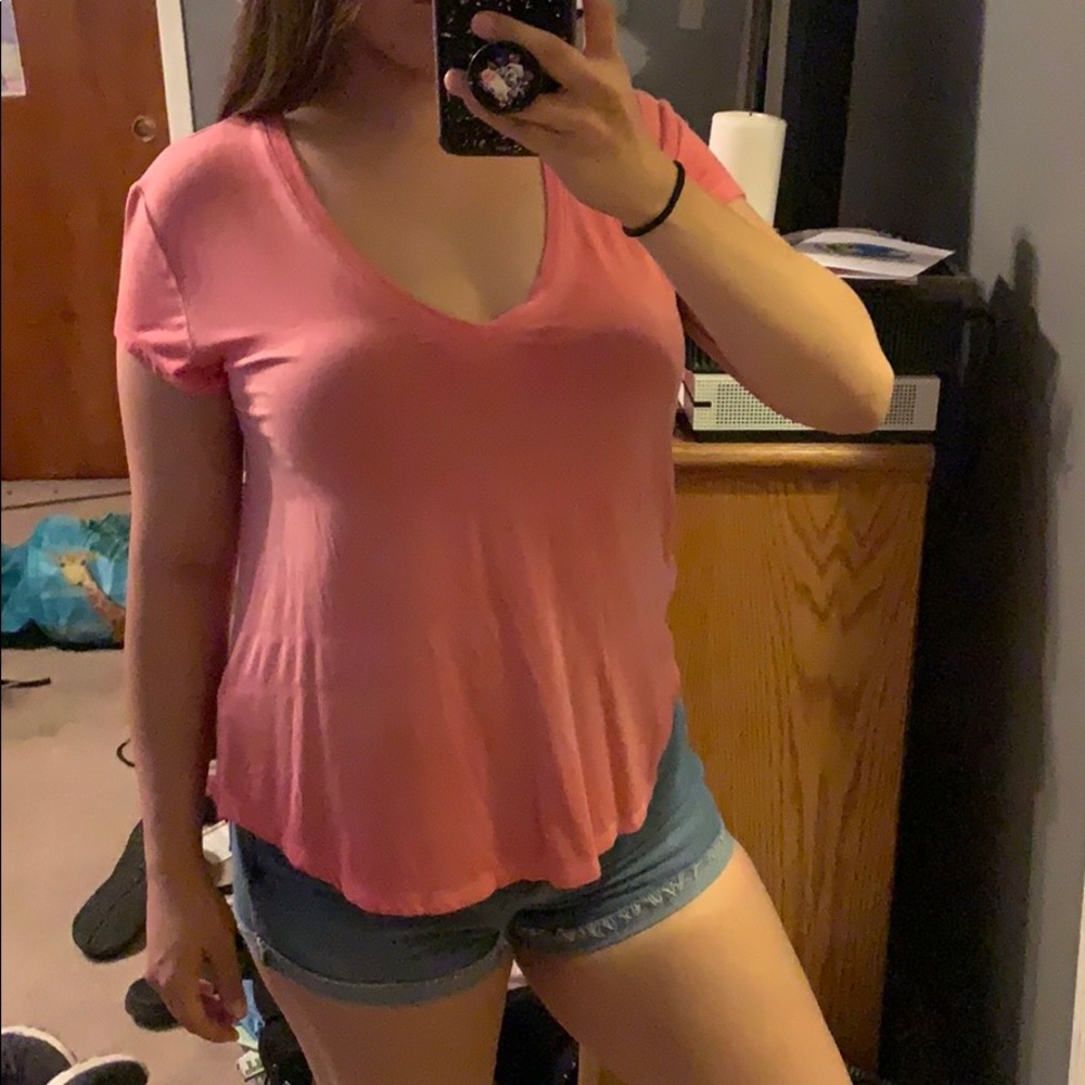 A&E Salmon Pink Favorite V-Neck T